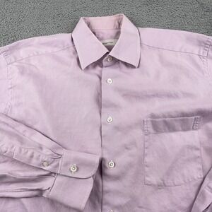 Ermenegildo Zegna Shirt Mens 16 Large Purple Striped Comfort Fit Long Sleeve